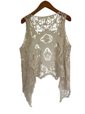 Women's Crochet Openwork Cardigan — Cream